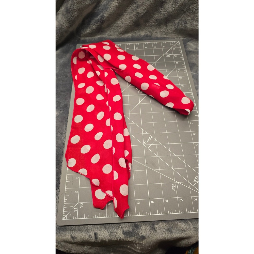 Red Chiffon White Polka Dot Scarf